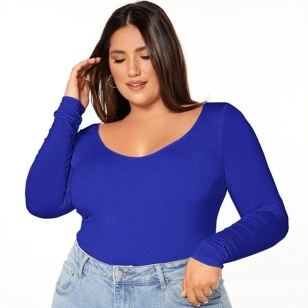 Royal Blue scoop neck long sleeve